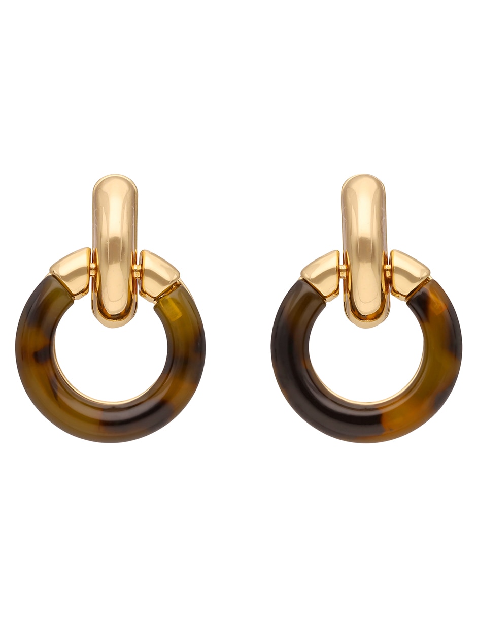Aretes cortos circulares Gold Tortoise & Cheetah con acabado Pulido Resina Aretes cortos circulares Gold Tortoise & Cheetah con acabado Pulido Resina