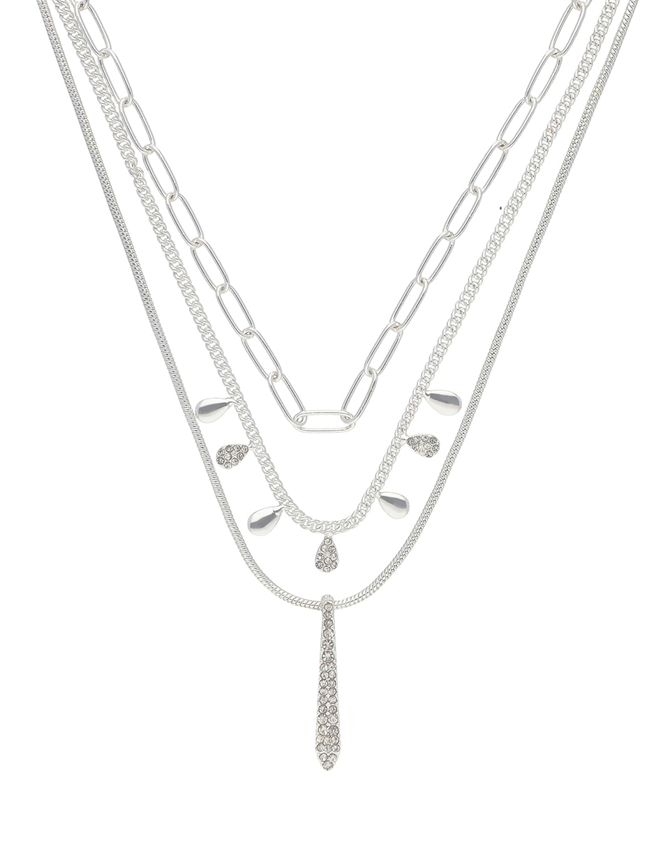 Collar varios hilos Silver Pave 1