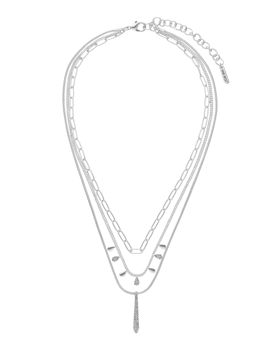 Collar varios hilos Silver Pave