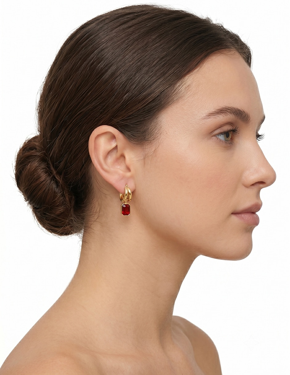 Aretes cuadrados Holiday Color Mult Feb 26 con acabado brillante cristal 3
