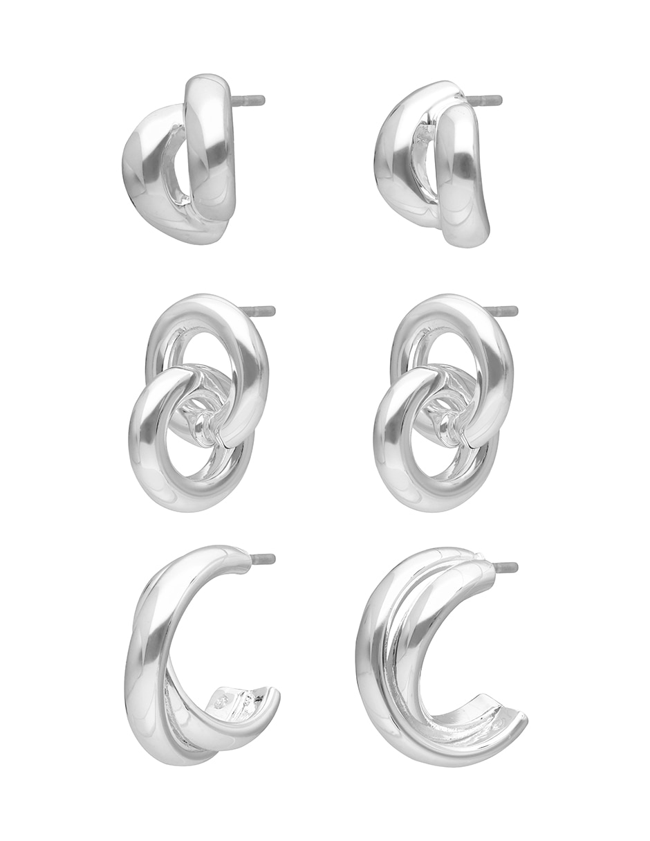 Aretes Overlapping Rings con acabado brillante