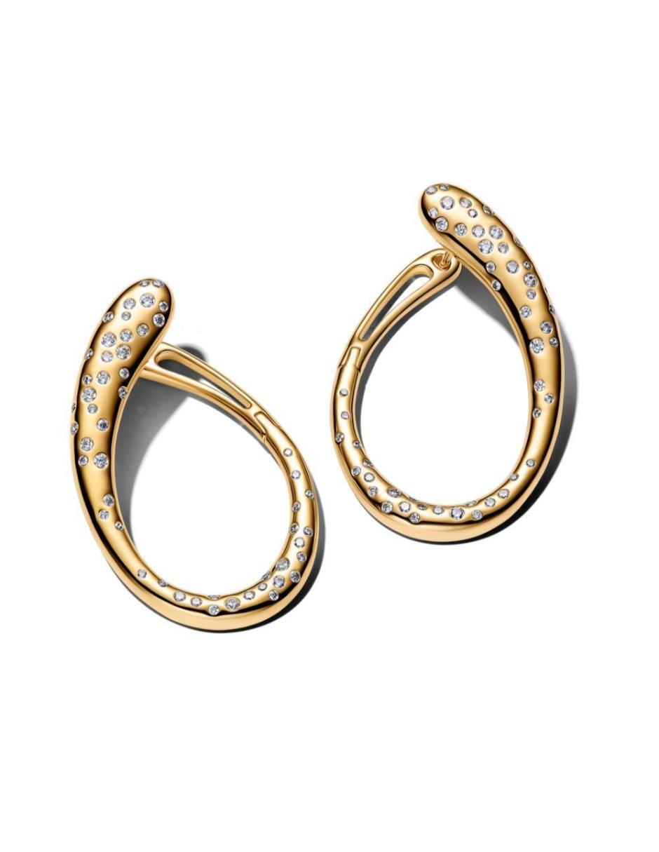 Aretes largos Essence de plata P 925 con acabado baño de oro zirconia cúbica