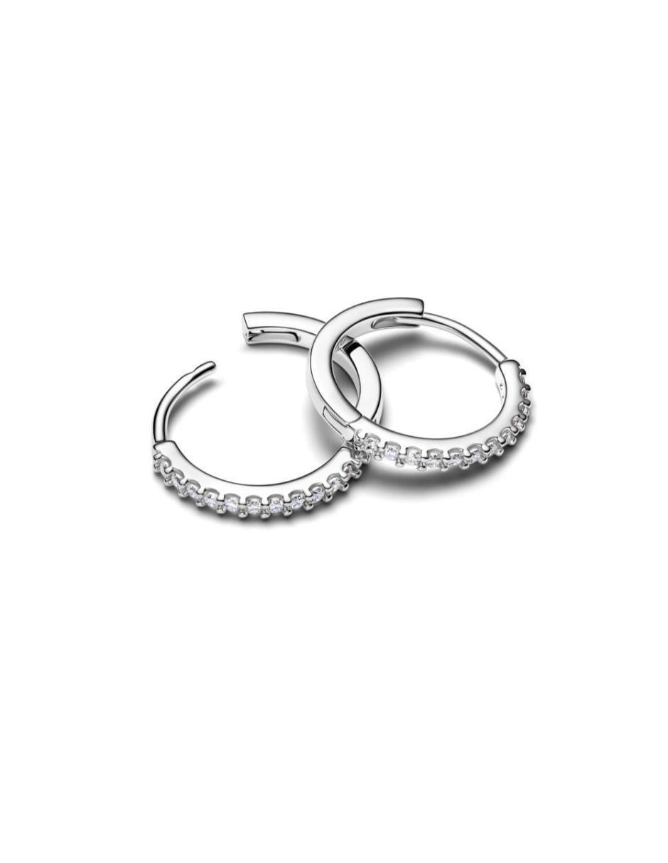 Aretes de aro Timeless de plata P 925 con acabado pulido zirconia cúbica 2
