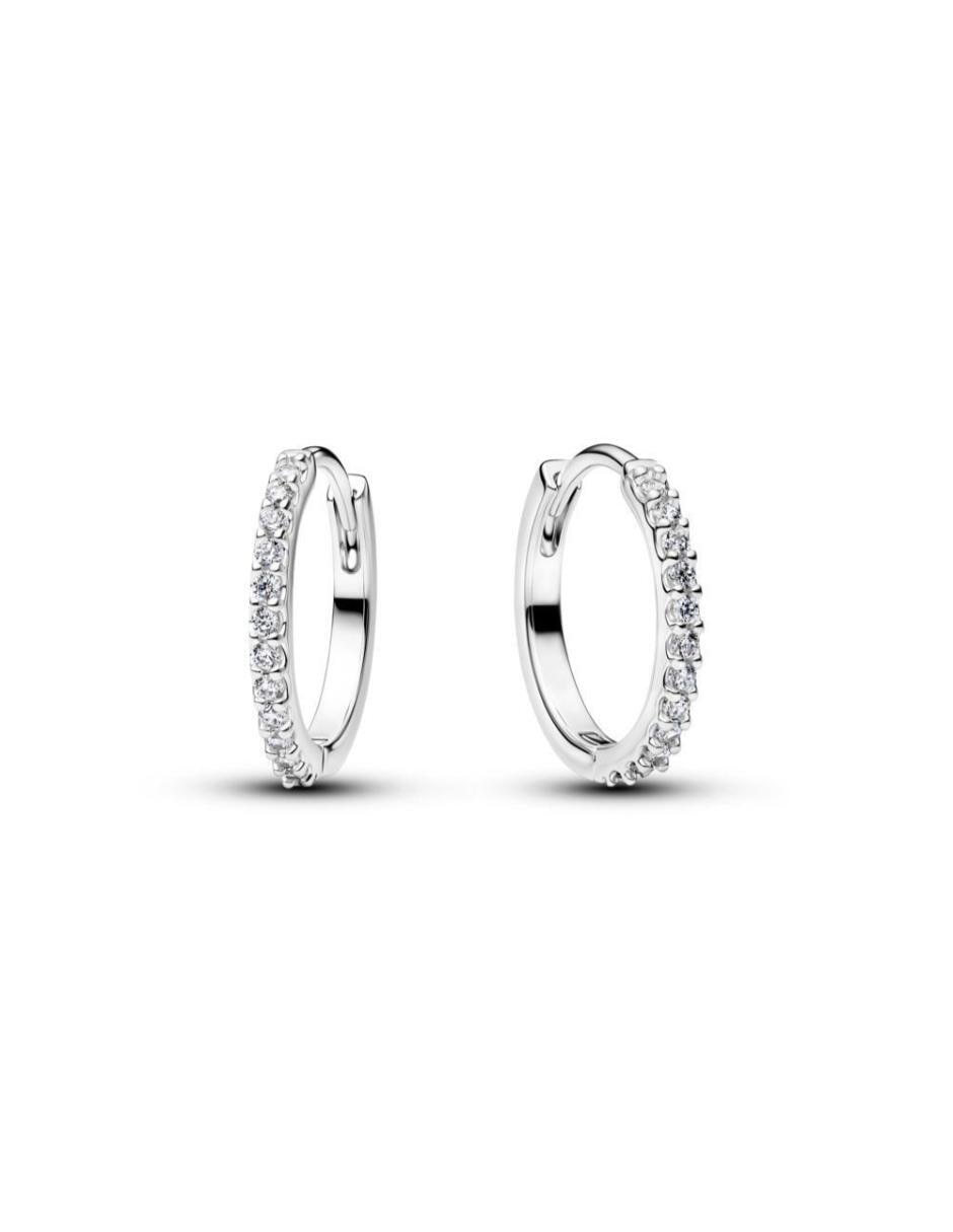 Aretes de aro Timeless de plata P 925 con acabado pulido zirconia cúbica Aretes de aro Timeless de plata P 925 con acabado pulido zirconia cúbica