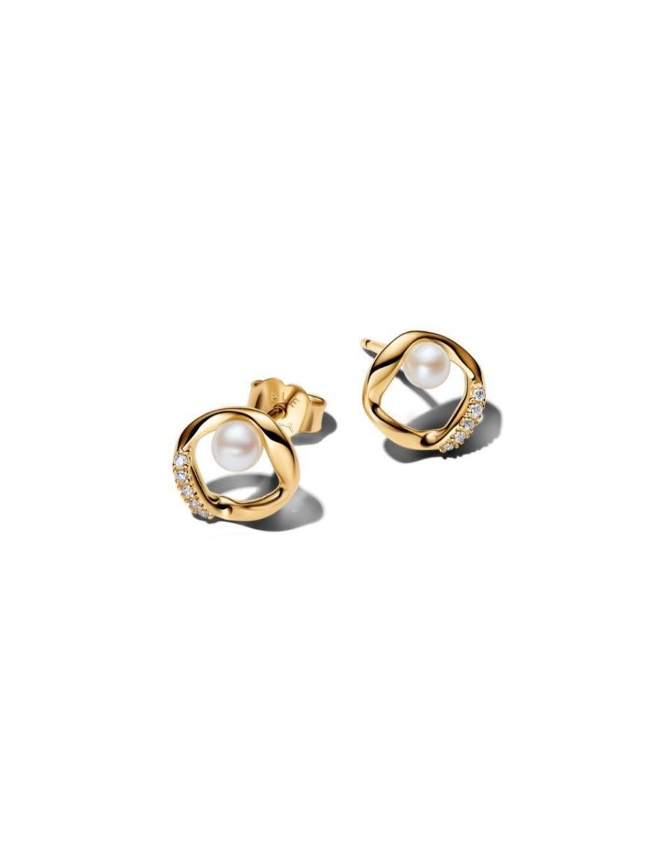 Aretes cortos Essence de plata P 925 con acabado baño de oro zirconia cúbica
