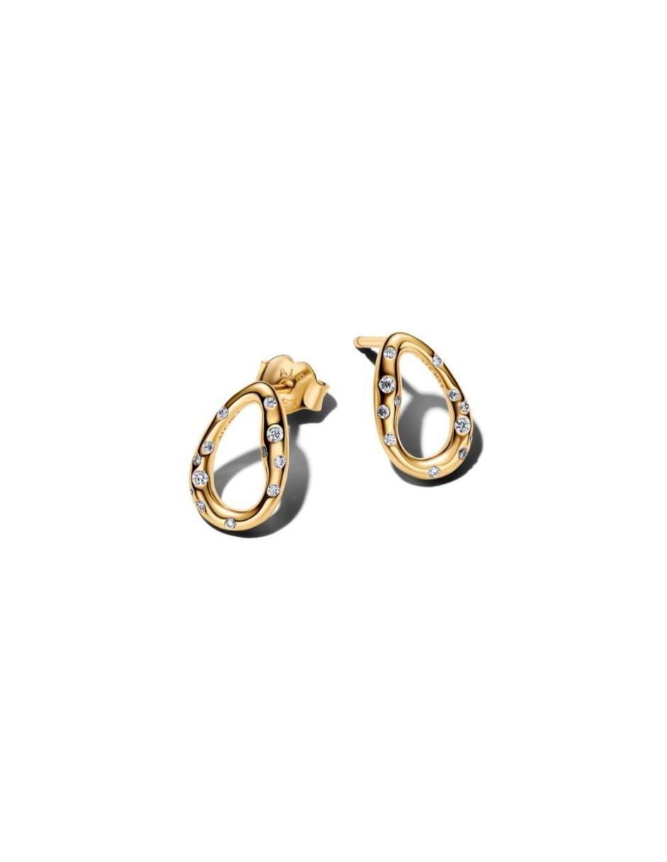 Aretes cortos Essence de plata P 925 con acabado baño de oro zirconia cúbica
