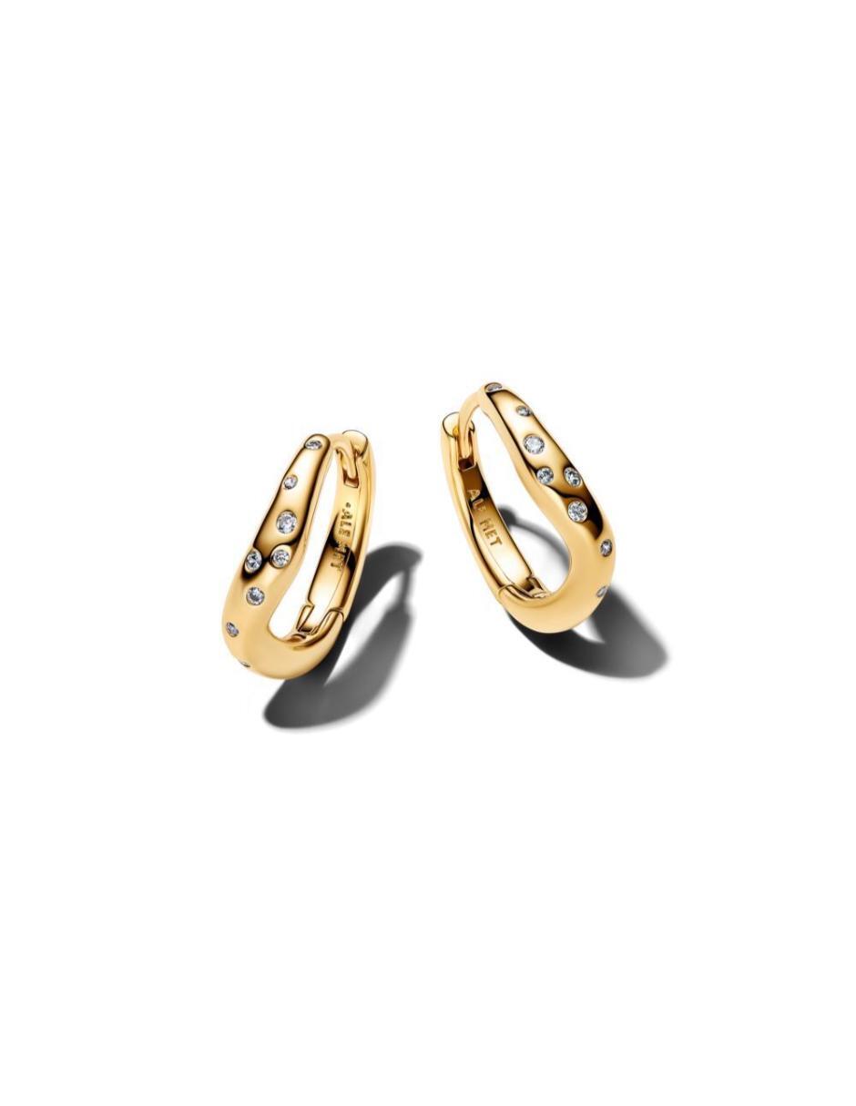 Aretes de aro Essence de plata P 925 con acabado baño de oro zirconia cúbica Aretes de aro Essence de plata P 925 con acabado baño de oro zirconia cúbica