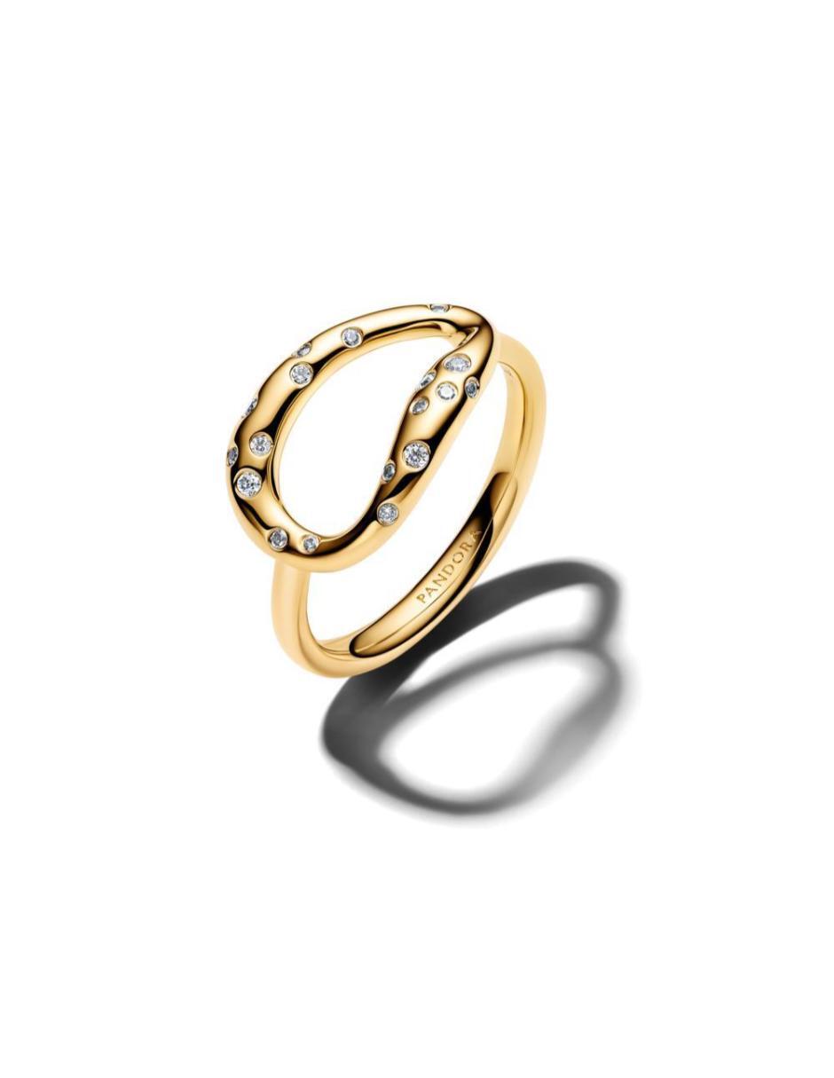 Anillo Pandora Essence P 950 de plata zirconia cúbica baño de oro