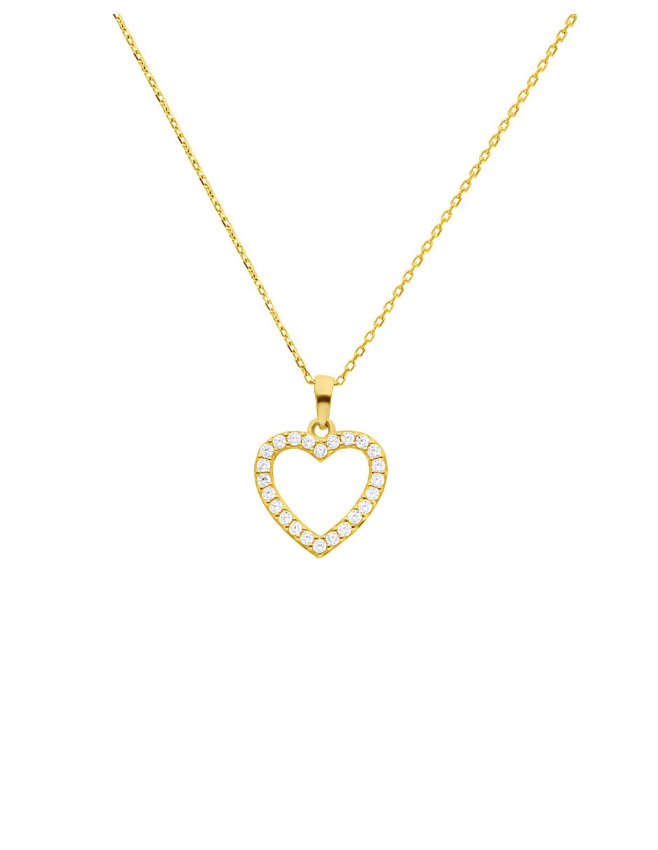 Collar con dije de corazón de oro amarillo 14 K