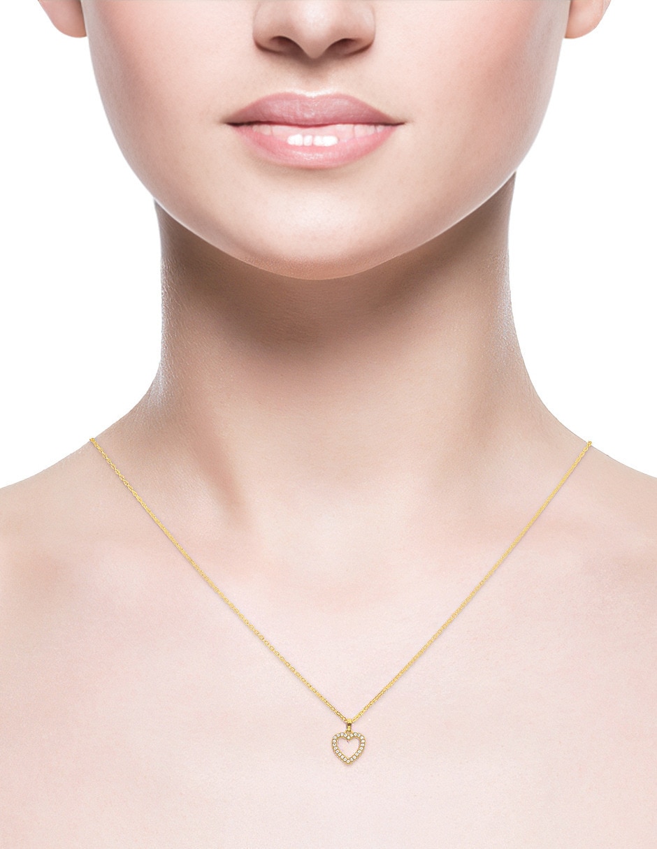 Collar con dije de corazón de oro amarillo 14 K