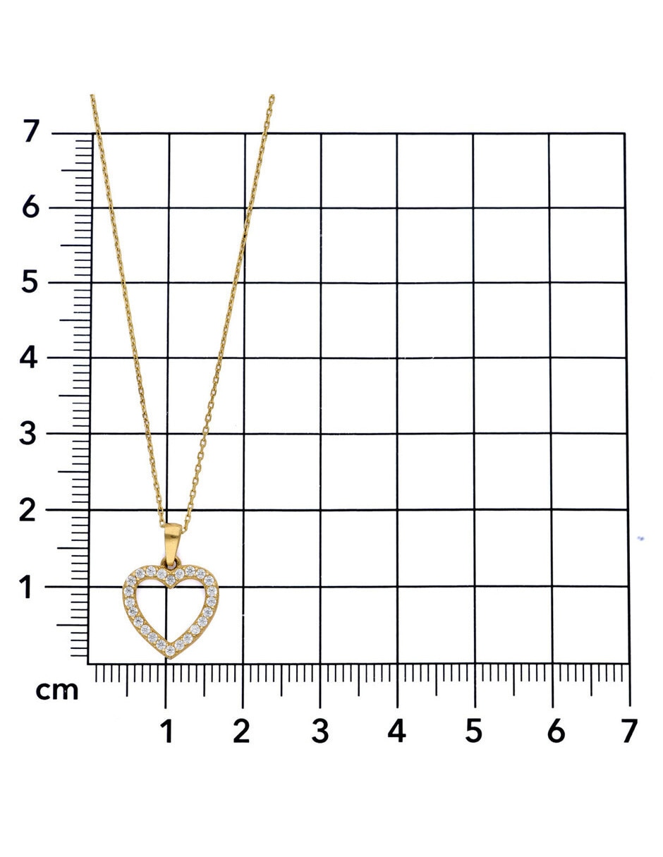 Collar con dije de corazón de oro amarillo 14 K
