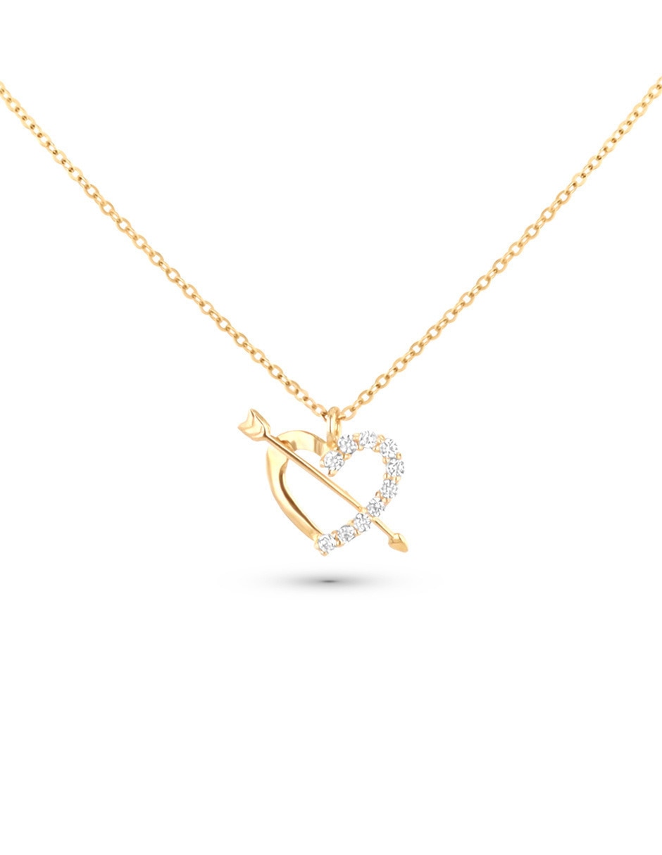 Collar con dije de corazón de oro amarillo 14 K Collar con dije de corazón de oro amarillo 14 K