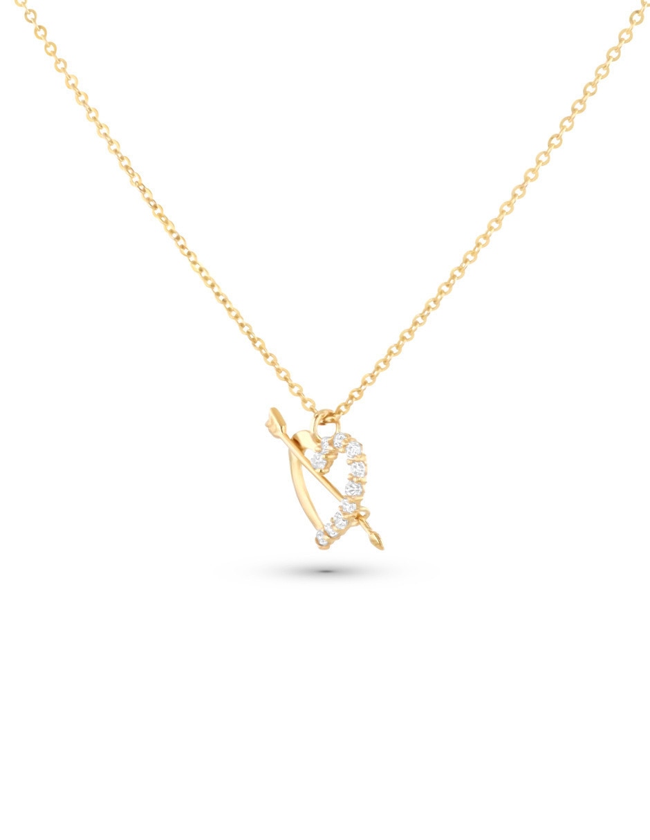 Collar con dije de corazón de oro amarillo 14 K