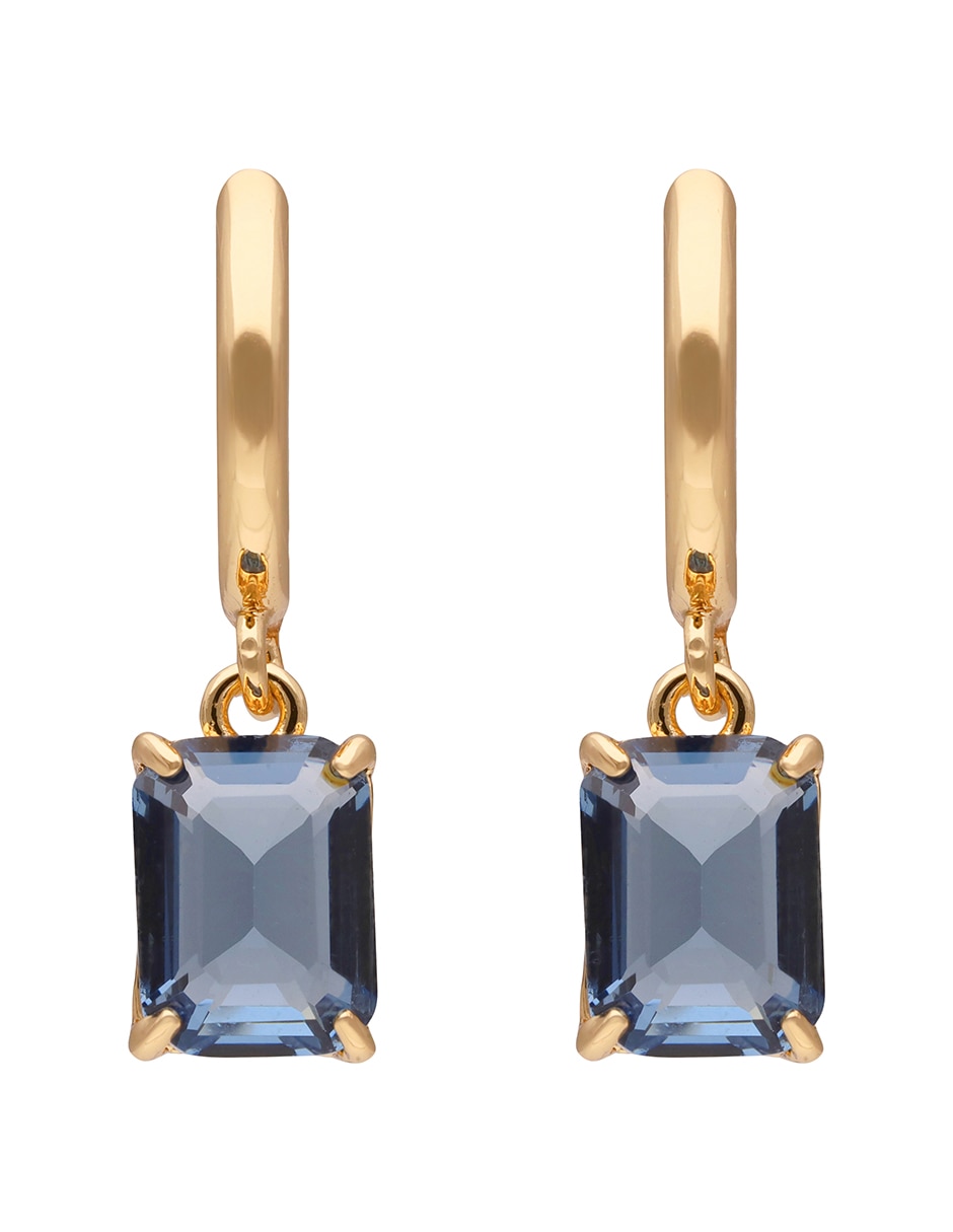 Aretes circulares Rosalina con acabado brillante cristal 2