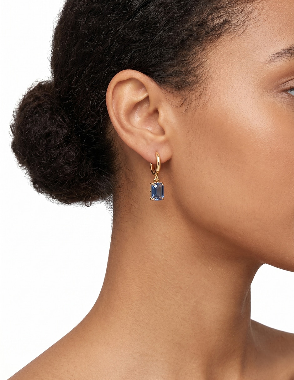 Aretes circulares Rosalina con acabado brillante cristal 3