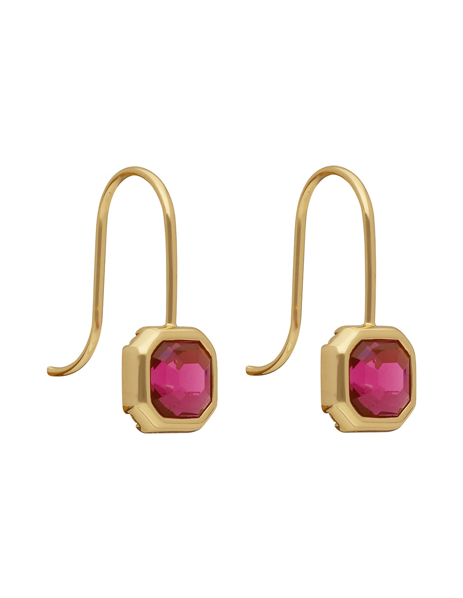 Aretes cortos cuadrados Darlene con acabado brillante Cristal 1