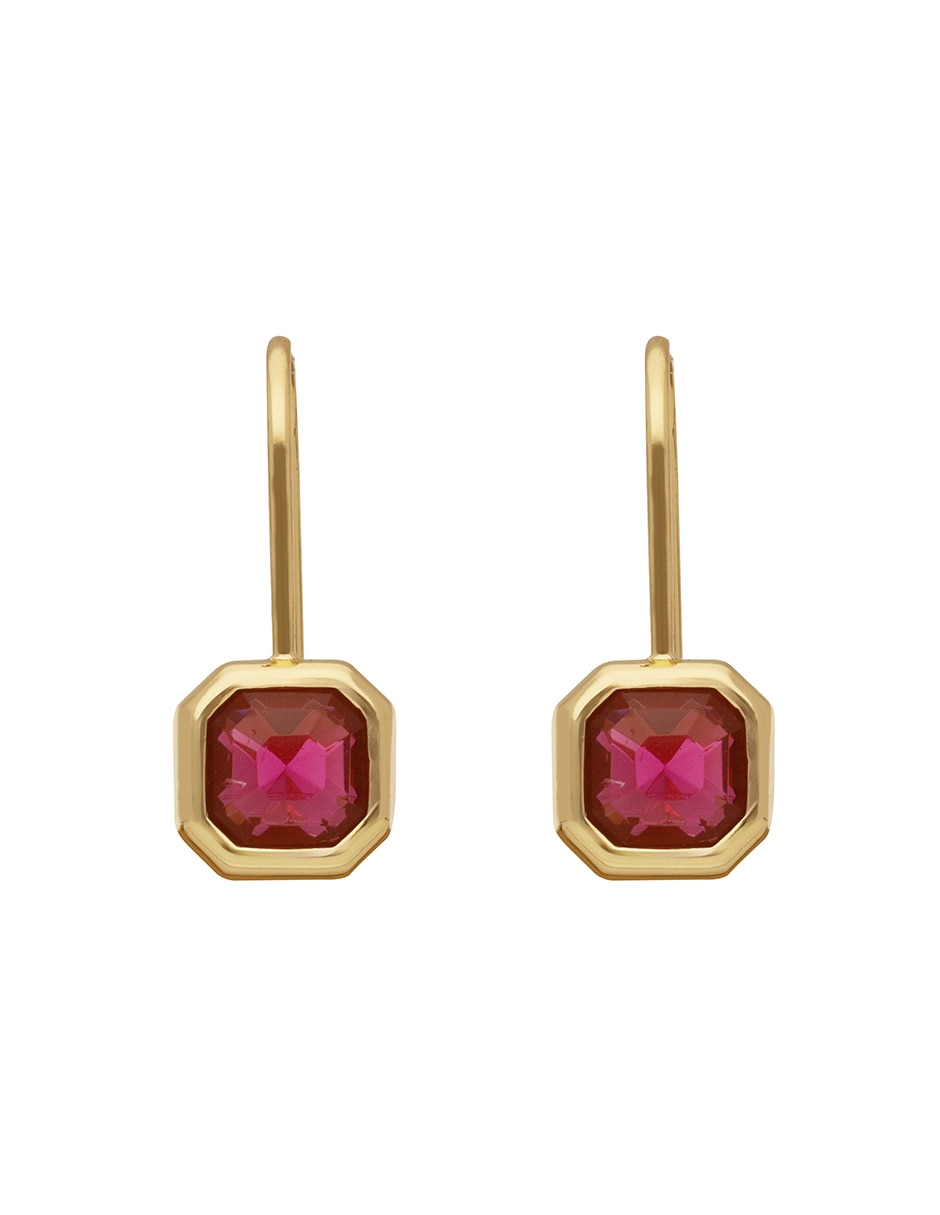 Aretes cortos cuadrados Darlene con acabado brillante Cristal Aretes cortos cuadrados Darlene con acabado brillante Cristal