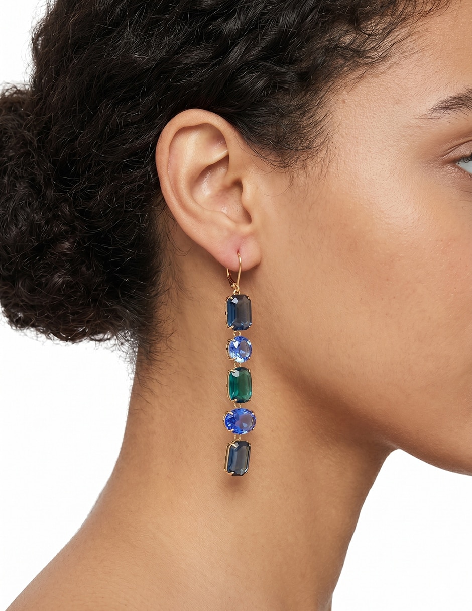 Aretes circulares Rosalina con acabado brillante cristal 3