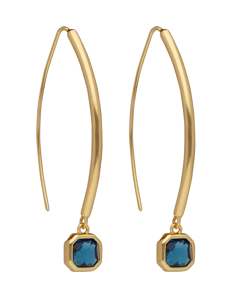 Aretes cortos cuadrados Darlene con acabado brillante Cristal 1