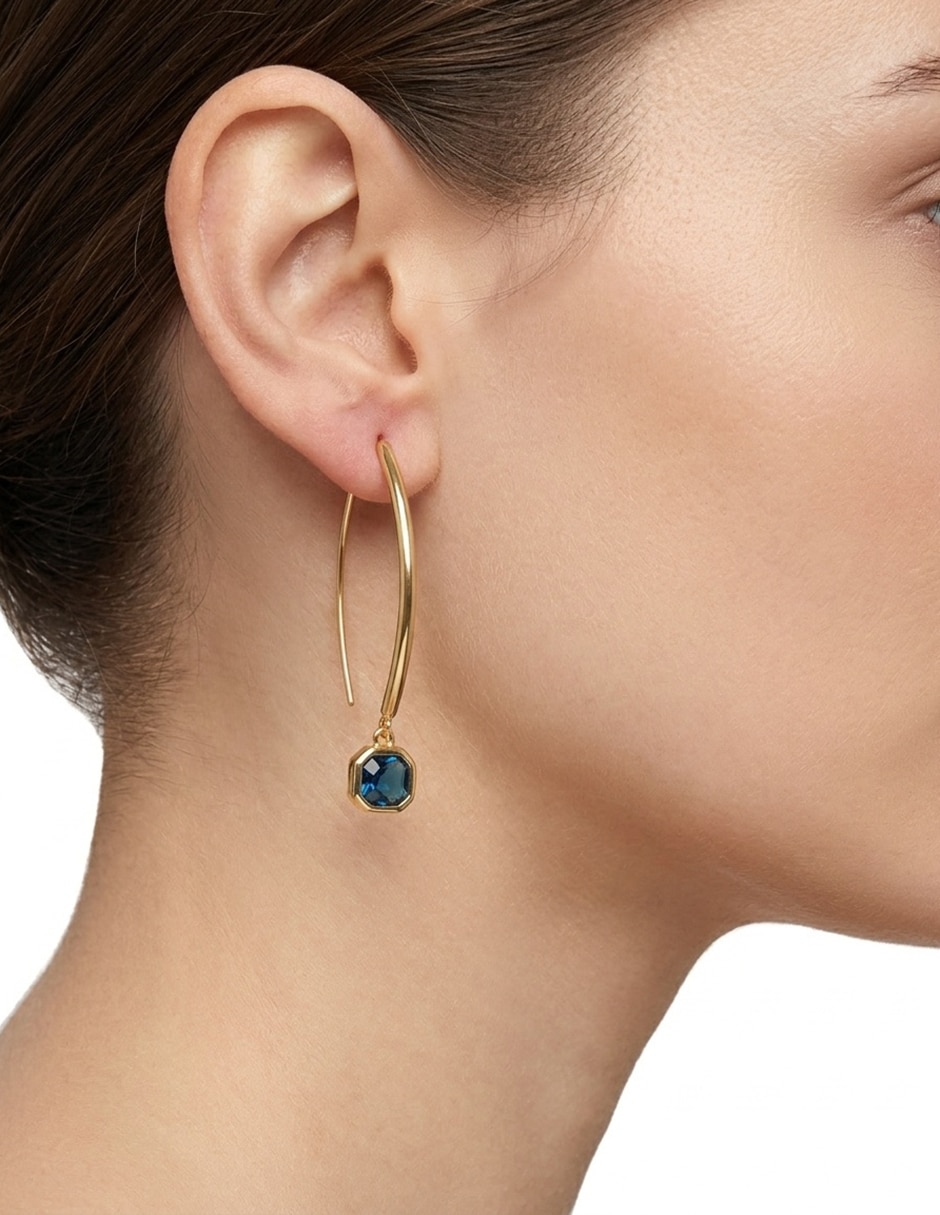Aretes cortos cuadrados Darlene con acabado brillante Cristal 3