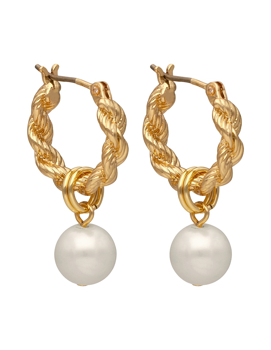 Aretes huggies entrelazado Lindella con acabado pulido