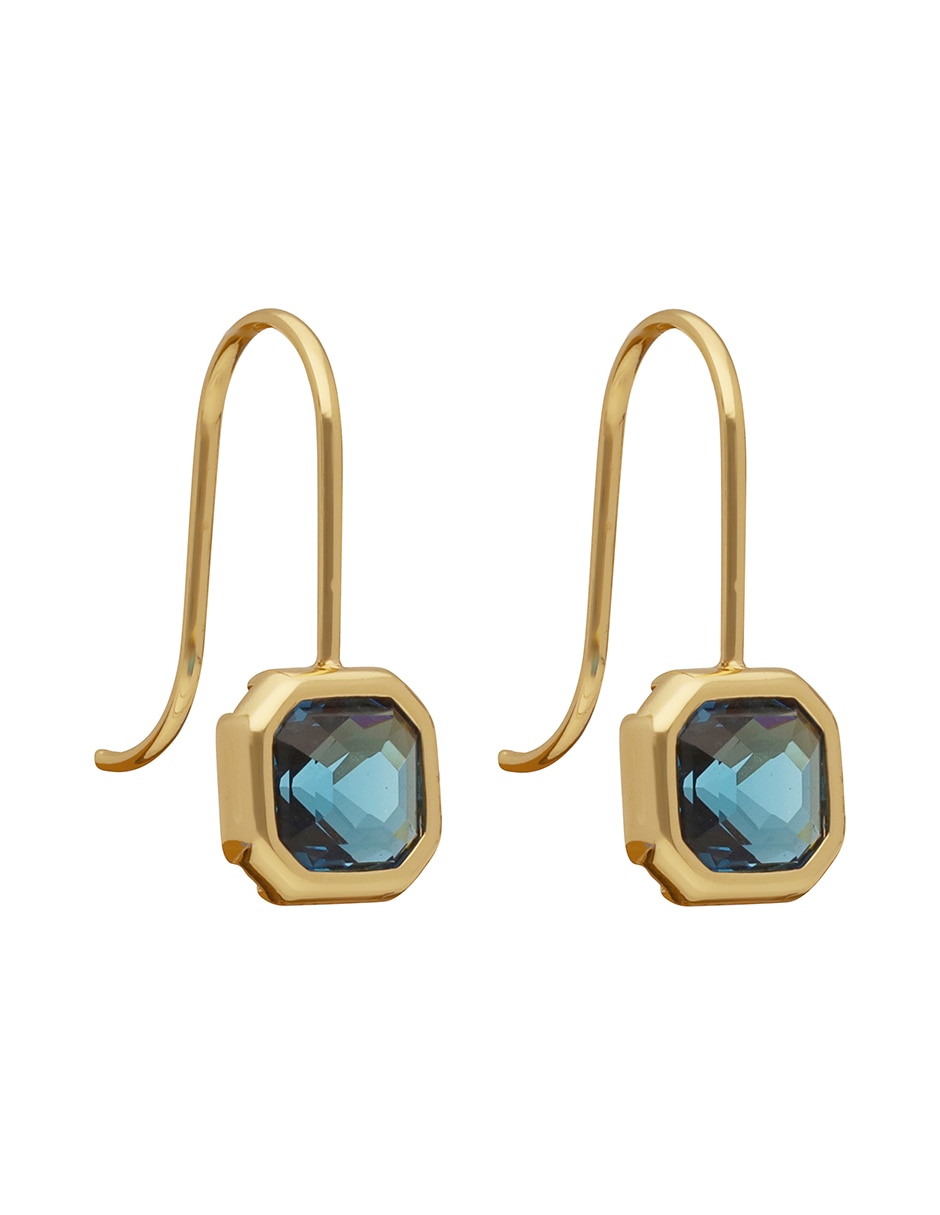 Aretes cortos cuadrados Darlene con acabado brillante Cristal 1