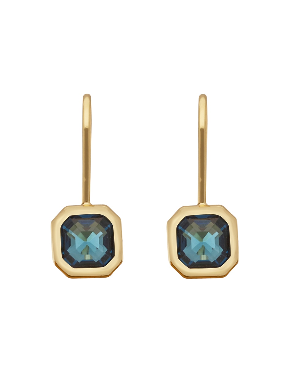 Aretes cortos cuadrados Darlene con acabado brillante Cristal