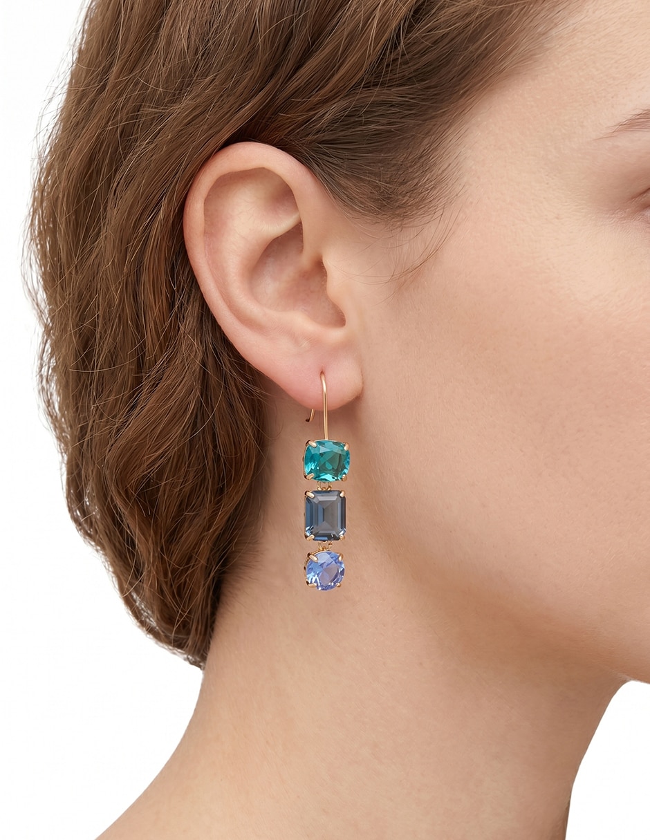Aretes circulares Rosalina con acabado brillante cristal 3