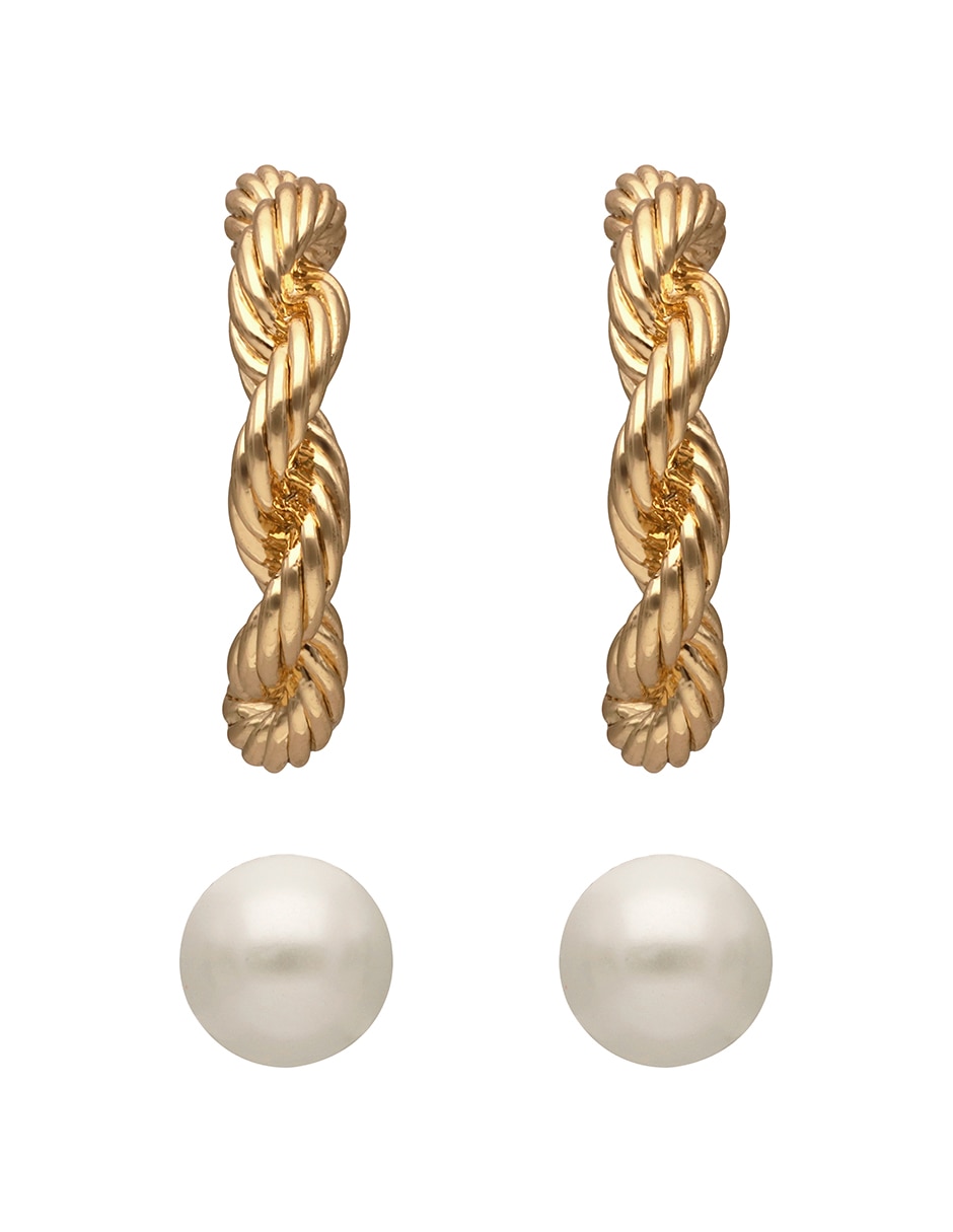 Aretes cortos entrelazados Lindella con acabado pulido 2