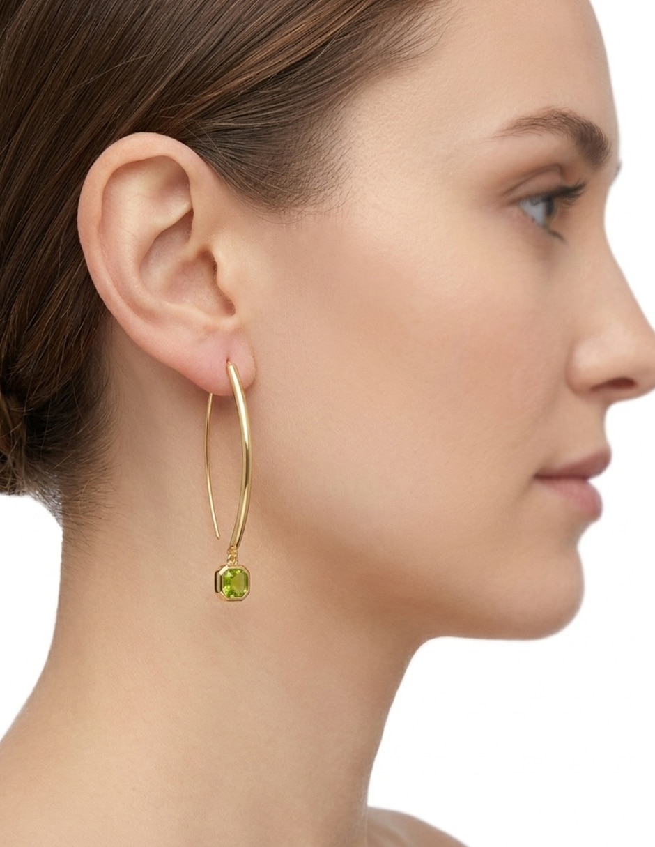Aretes cortos cuadrados Darlene con acabado brillante Cristal 3
