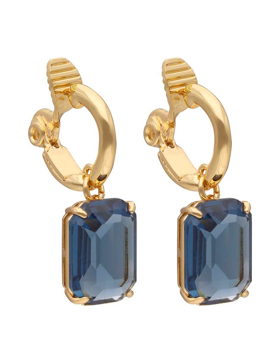 Aretes rectangulares Rosalina con acabado brillante cristal