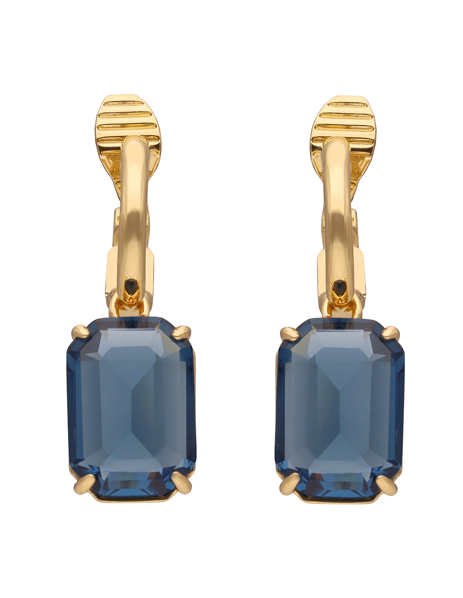 Aretes rectangulares Rosalina con acabado brillante cristal 2