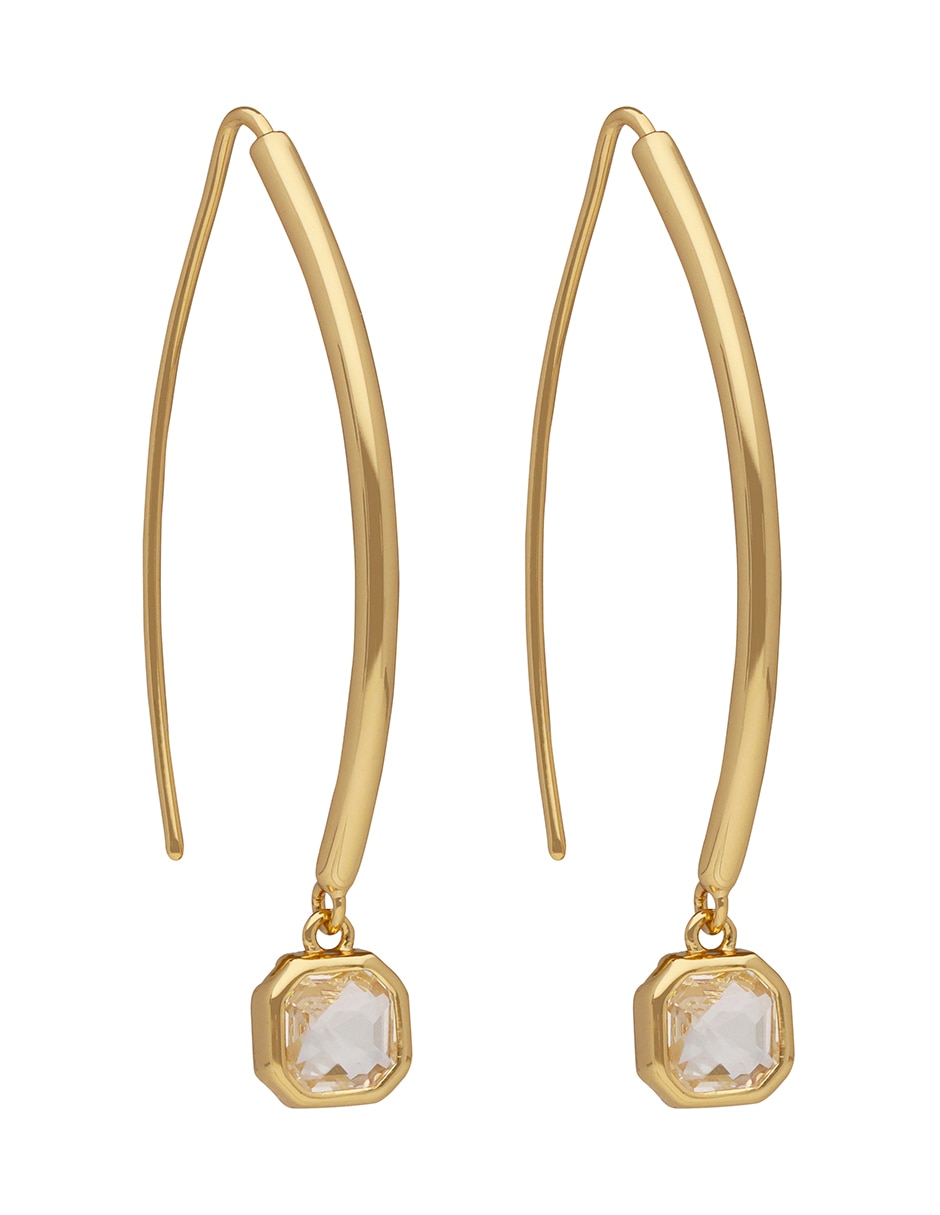 Aretes corto de cuadrado darlene con acabado brillante cristal 1