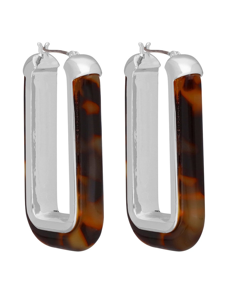 Aretes largos rectangular Dutch con acabado pulido