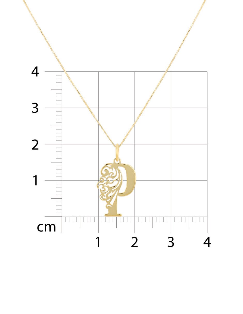 Collar con dije de letra P de oro amarillo 14 k 6