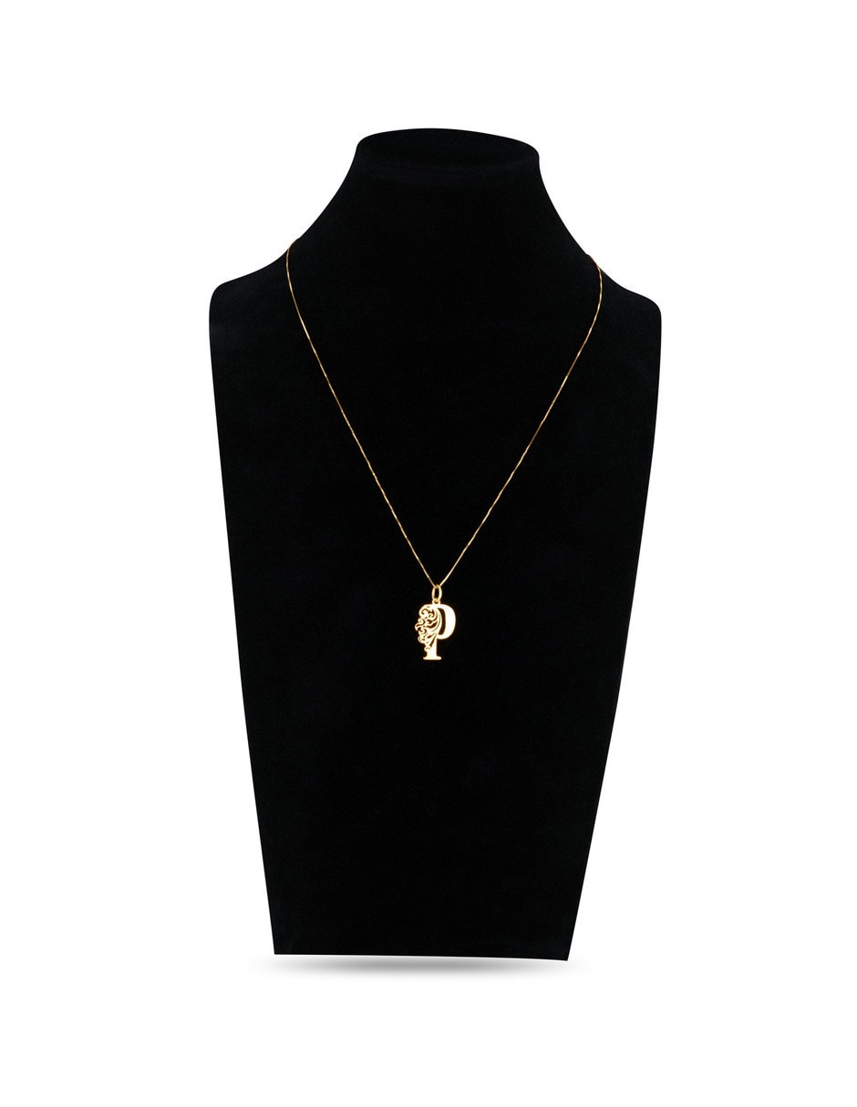 Collar con dije de letra P de oro amarillo 14 k