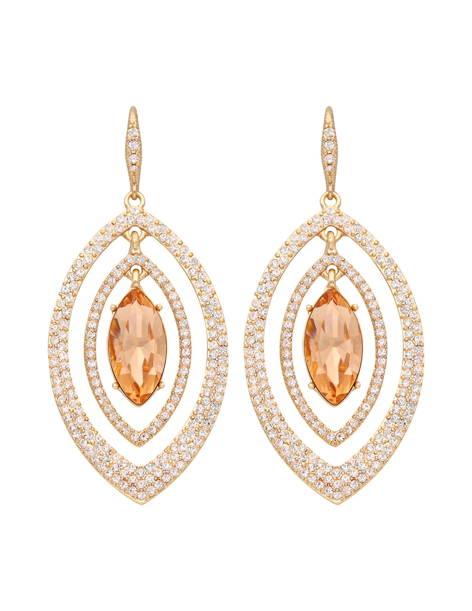 Aretes largos de Pera Blissful Ballet con acabado pavé cristal