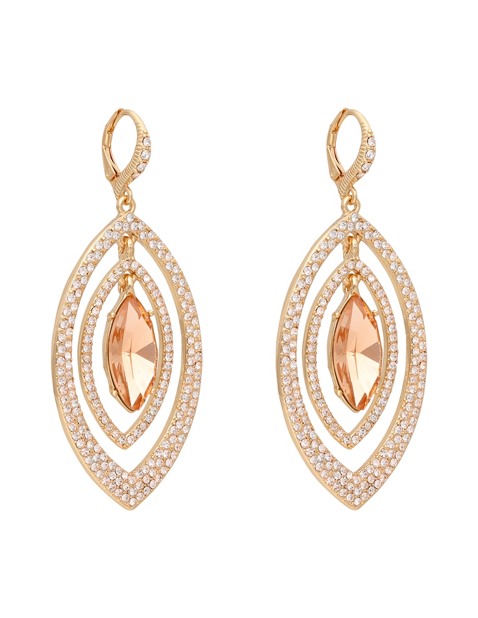 Aretes largos de Pera Blissful Ballet con acabado pavé cristal 2