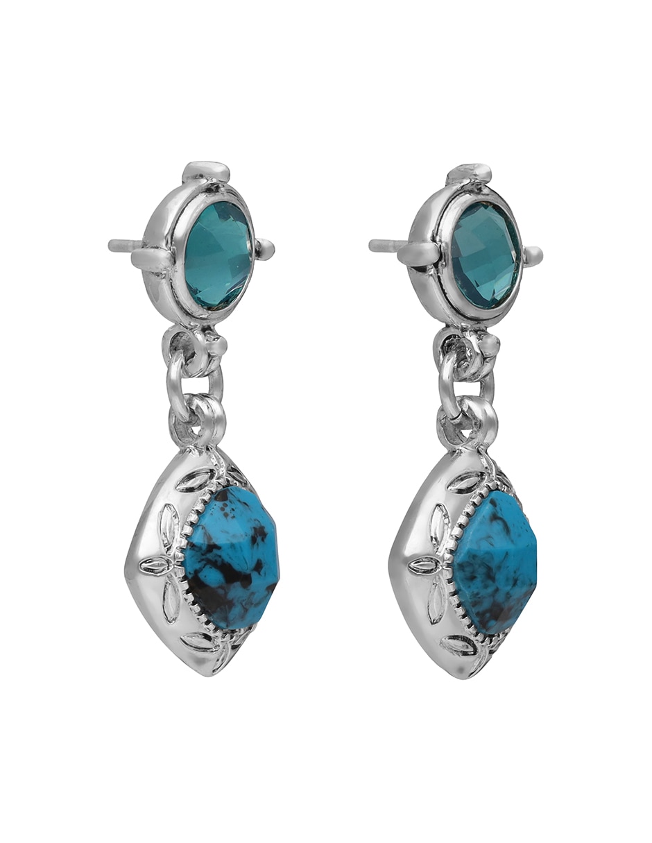 Aretes largos Royal Blue con acabado brillante resina