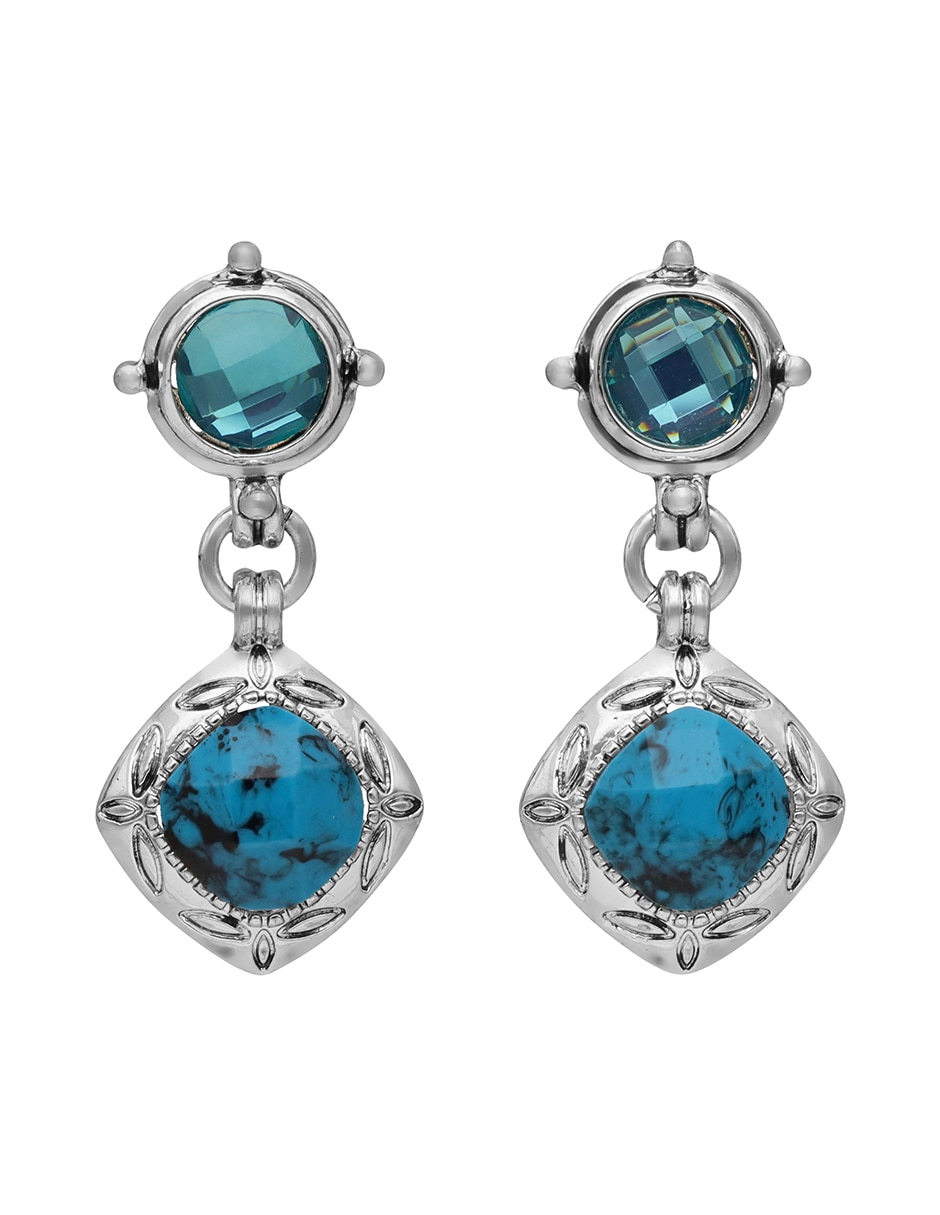 Aretes largos Royal Blue con acabado brillante resina 2
