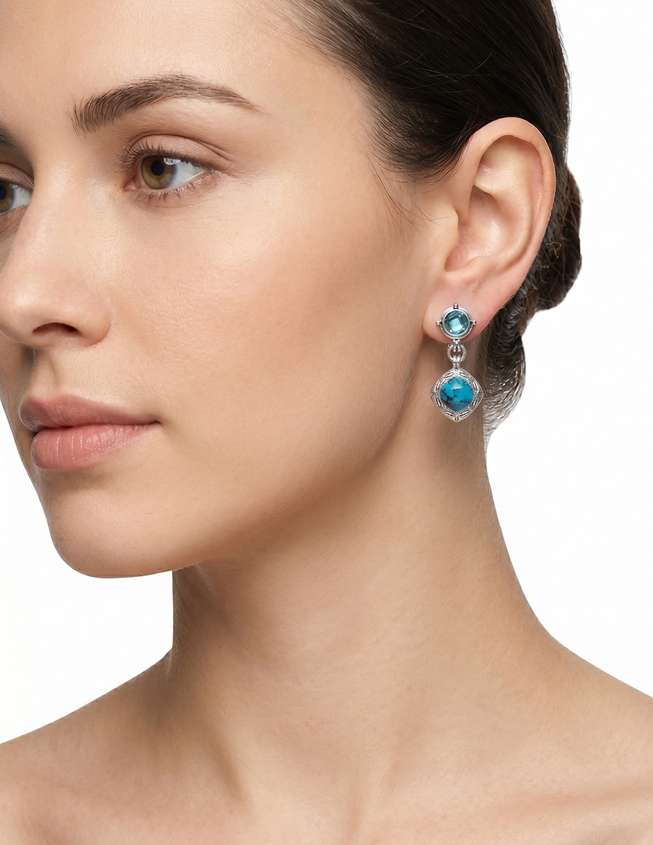 Aretes largos Royal Blue con acabado brillante resina 3