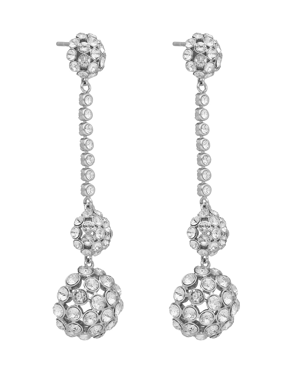 Aretes largos Draped in diamonds con acabado Pavé Cristal 1