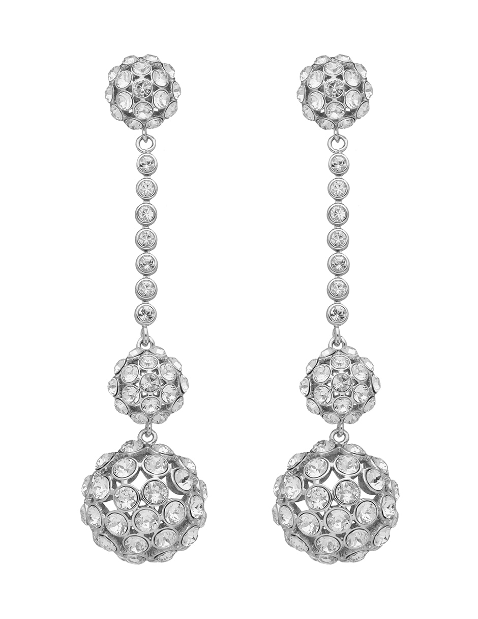 Aretes largos Draped in diamonds con acabado Pavé Cristal