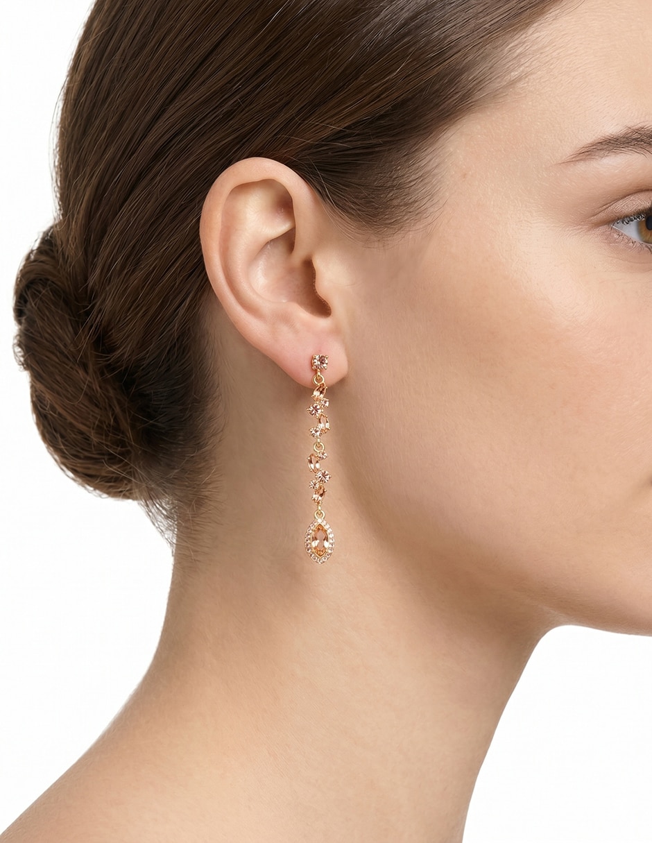 Aretes largos de Pera Blissful Ballet con acabado brillante cristal 3