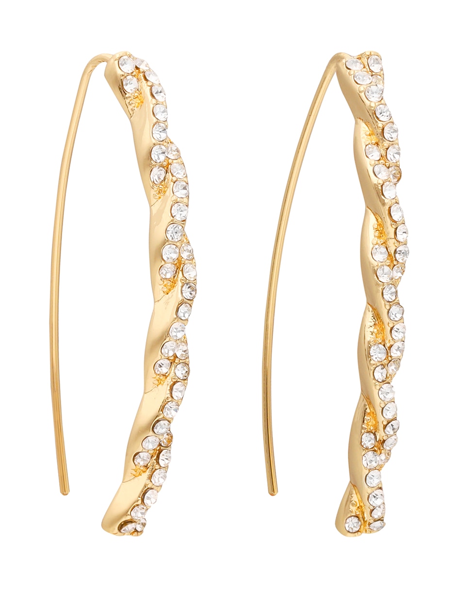 Aretes cortos circulares Mystic Twist con acabado pavé cristal