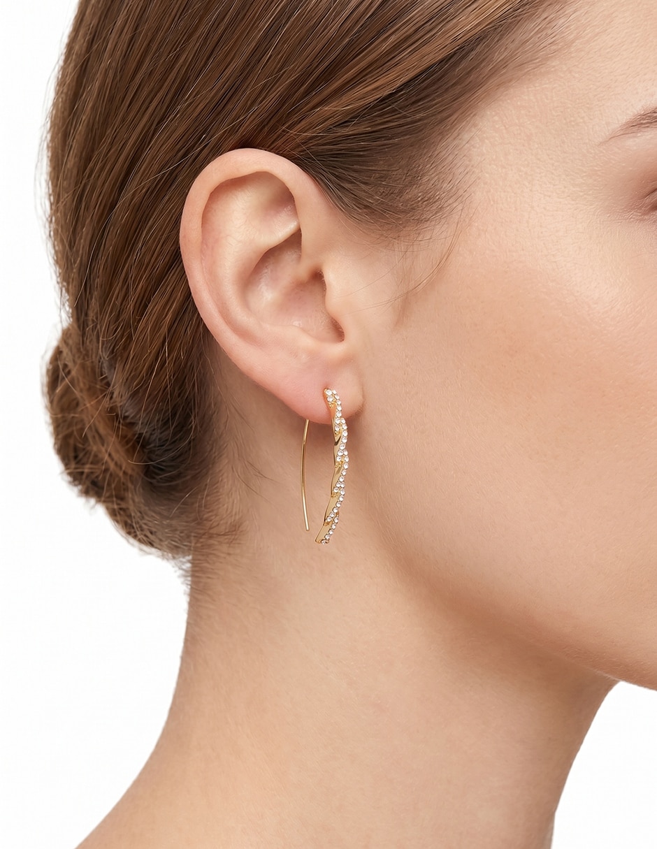 Aretes cortos circulares Mystic Twist con acabado pavé cristal 2