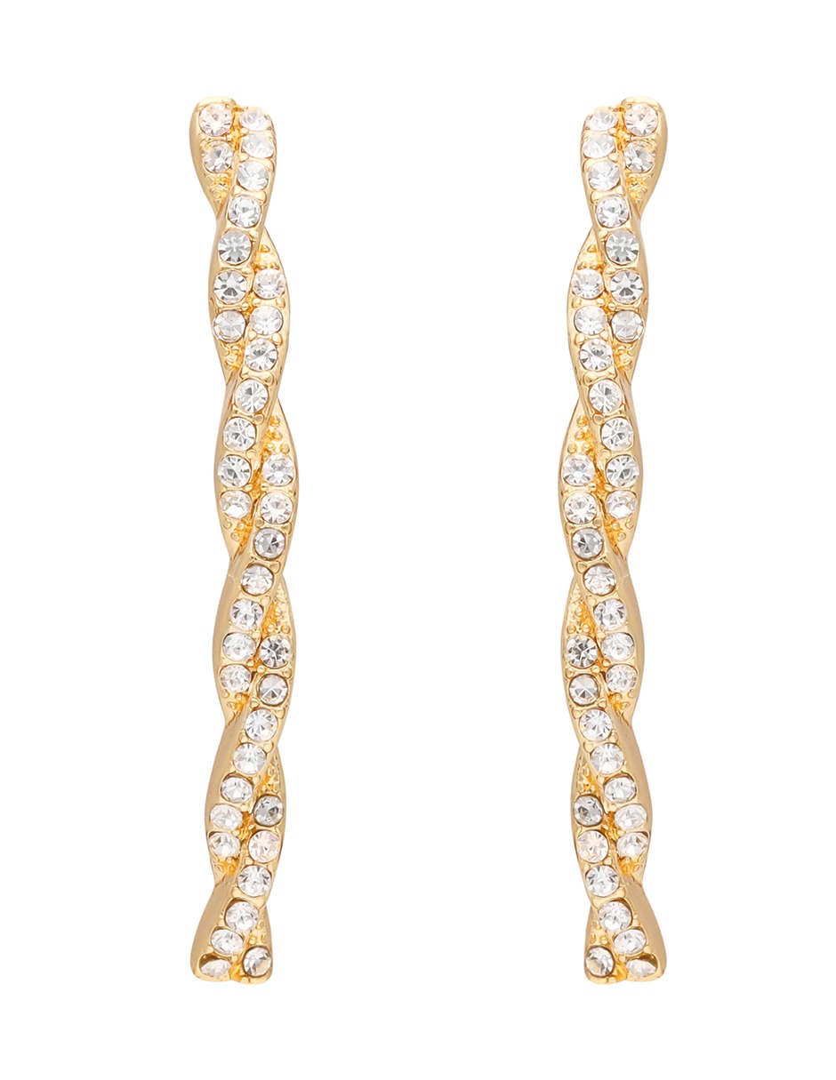 Aretes cortos circulares Mystic Twist con acabado pavé cristal 3