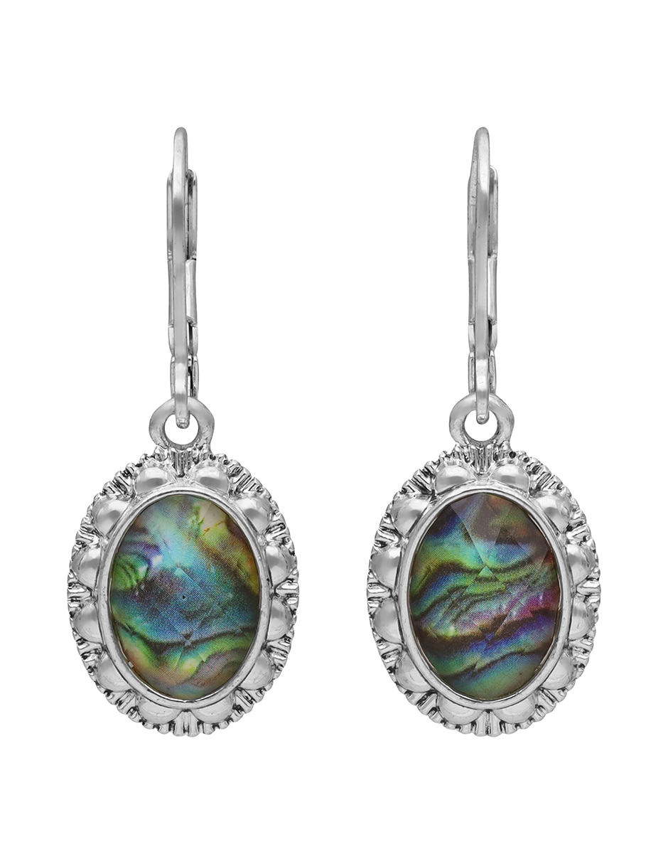 Aretes cortos ovalados Royal Blue con acabado brillante resina 2