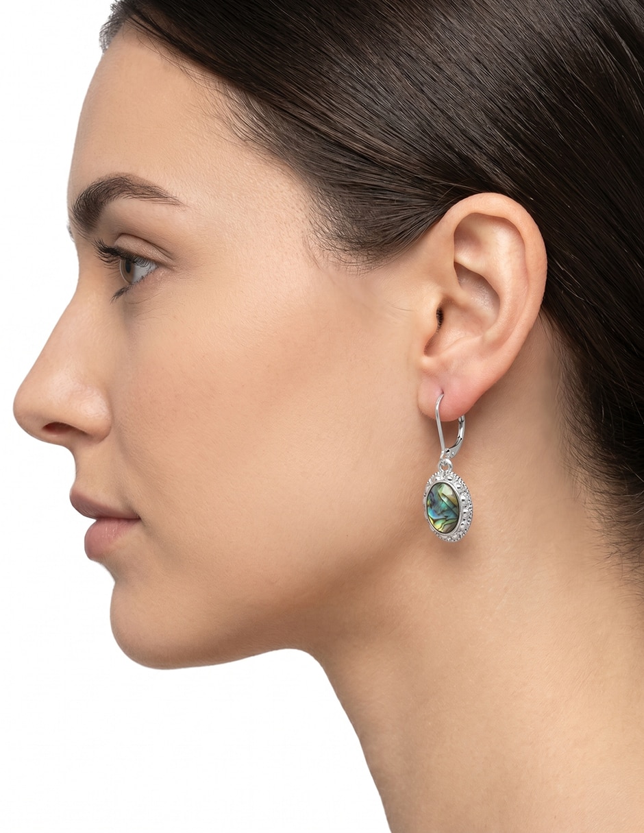 Aretes cortos ovalados Royal Blue con acabado brillante resina 3