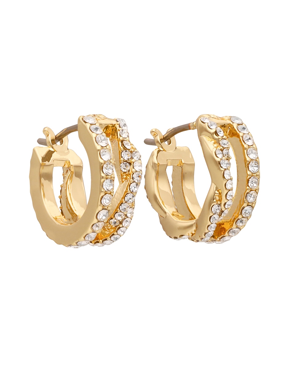Aretes largos circulares Mystic Twist con acabado pavé cristal